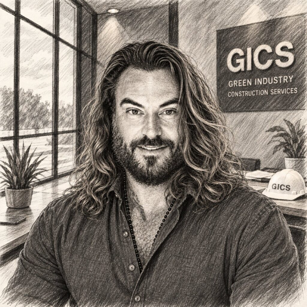 Pencil-sketch portrait of Chad McCormick